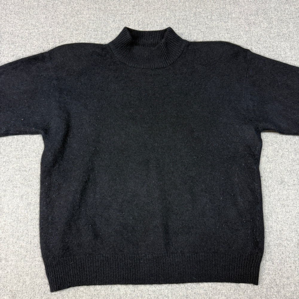 Richard and Company Sweater Large Black Lambswool Angora Mock Neck Knit Pullover